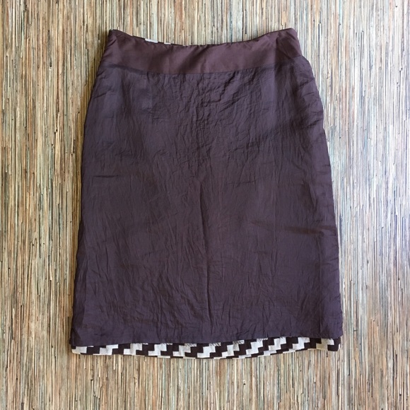 J.Crew Skirt Wool Blend Size 6 Tan Brown Chevron - Picture 7 of 9